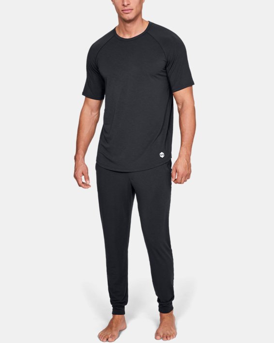 Men's UA RECOVER™ Sleepwear Short Sleeve Crew in Black image number 2
